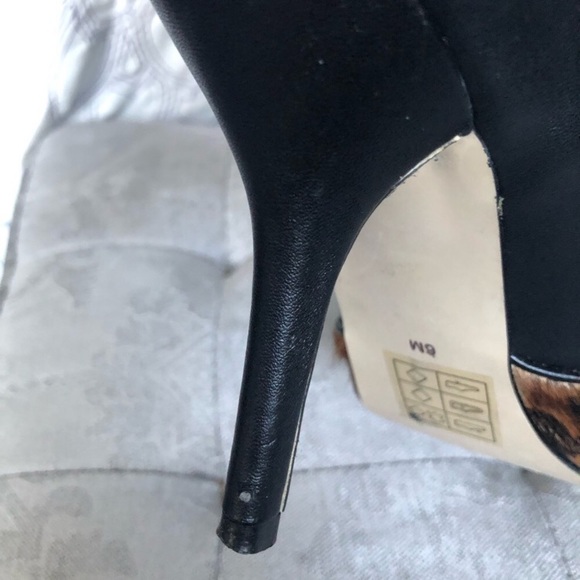 Le Chateau Black Leather Animal Print Pony Hair High Heel Size 6 - Picture 8 of 12